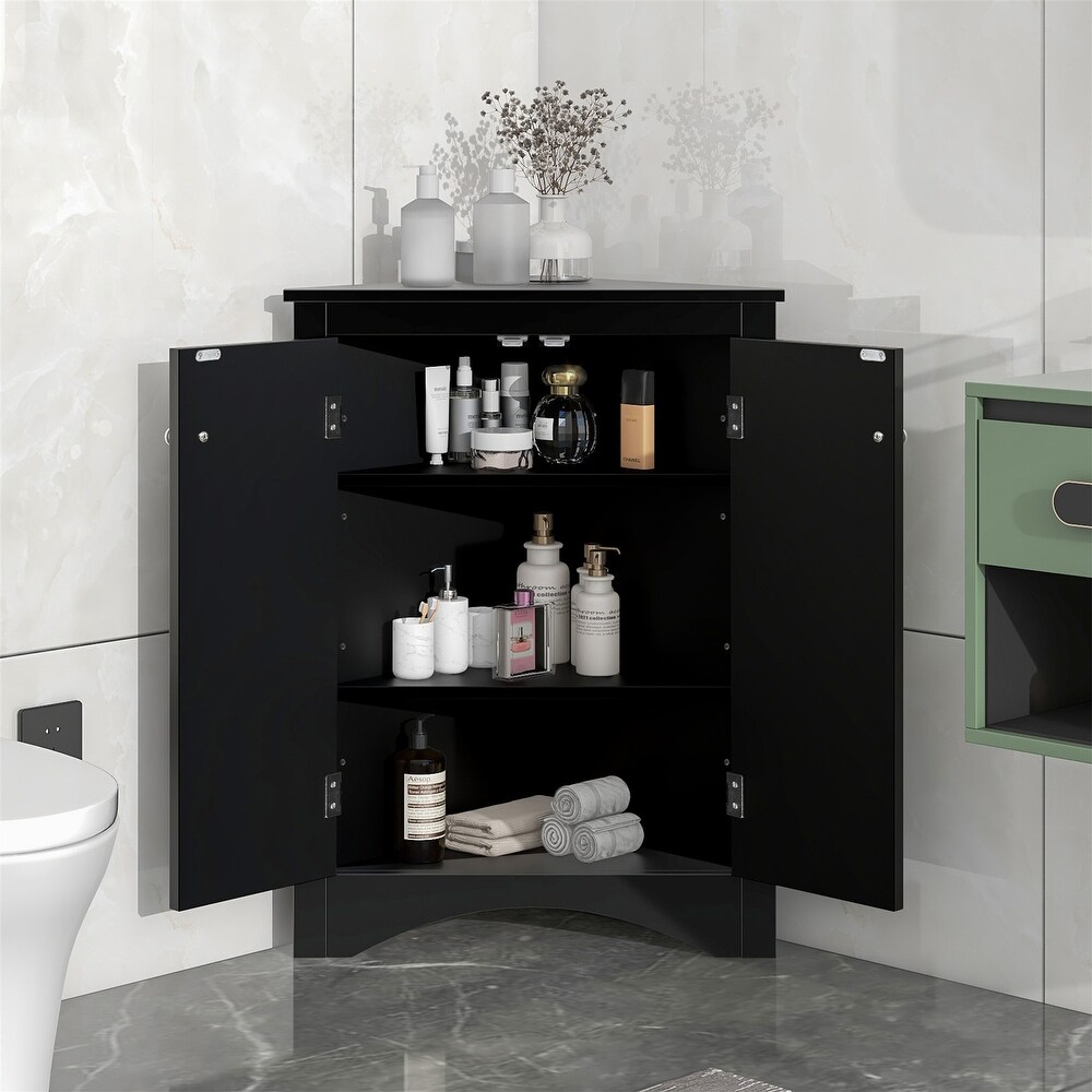 Triangle Bathroom Freestanding Storage Cabinet with Adjustable Shelves