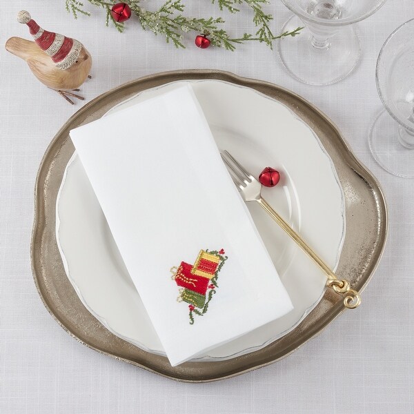 Embroidered Table Napkins With Gifts Design (Set of 4)