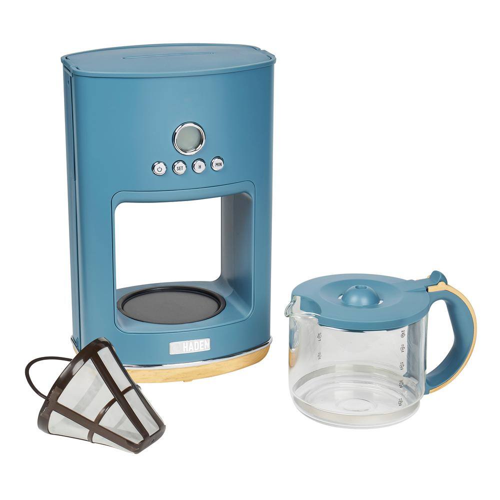 HADEN Dorchester 10 Cups Stone Blue Drip Coffee Maker with Keep Warm and Delay Brew Functions 75048