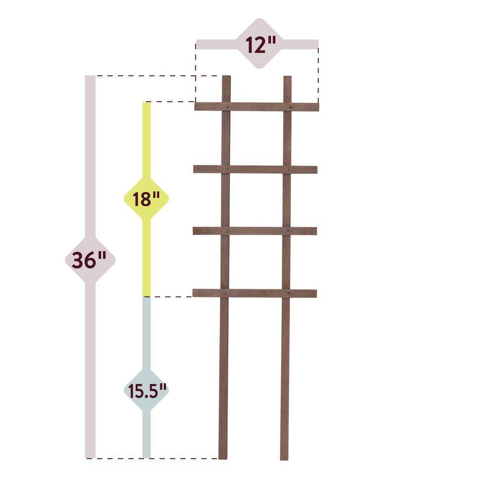 Outdoor Essentials Homestead 36 in. Walnut‐Tone Pot Trellis (2‐Pack) 490387