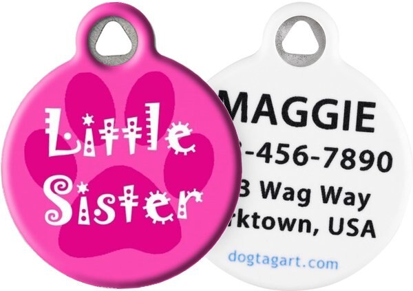 Dog Tag Art Little Sister Personalized Dog and Cat ID Tag