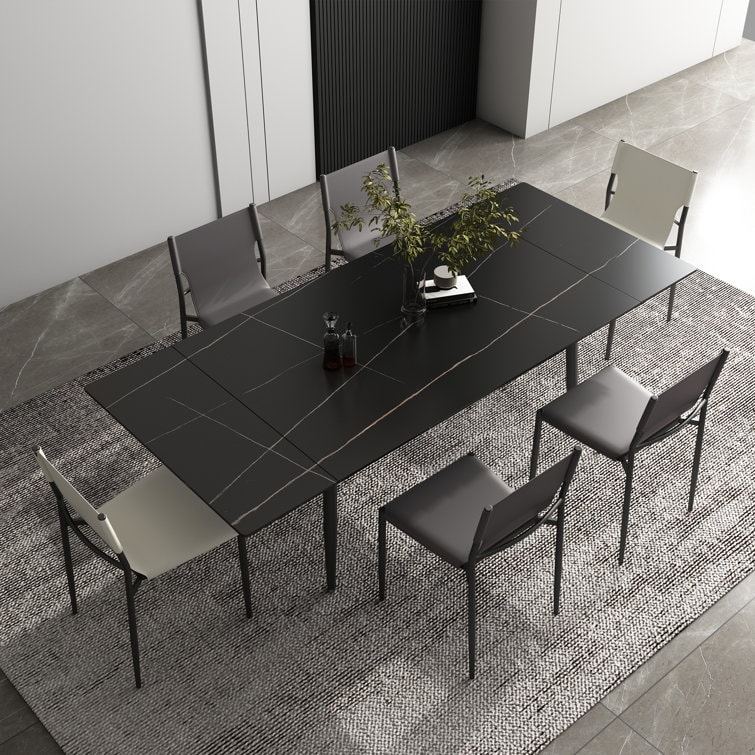 62.9'' to 94.4'' Extendable Dining Tables for 4 to 8   New sintered Stone Material Rectangle Dining Table