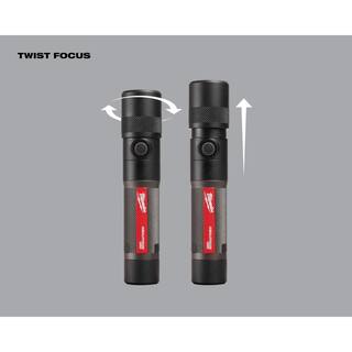 MW 1100 Lumens LED USB Rechargeable Twist Focus Flashlight with Men's Black Fleece Lined Knit Hat 2161-21-502B