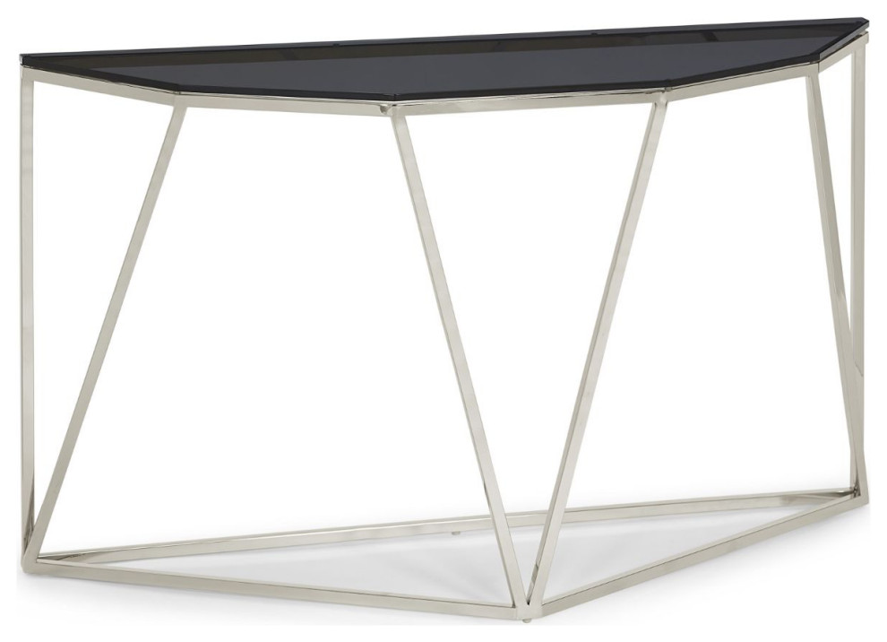 Modus Aria Smoked Glass and Polished Stainless Steel Console Tbl   Multi   Contemporary   Console Tables   by AMOC  Houzz