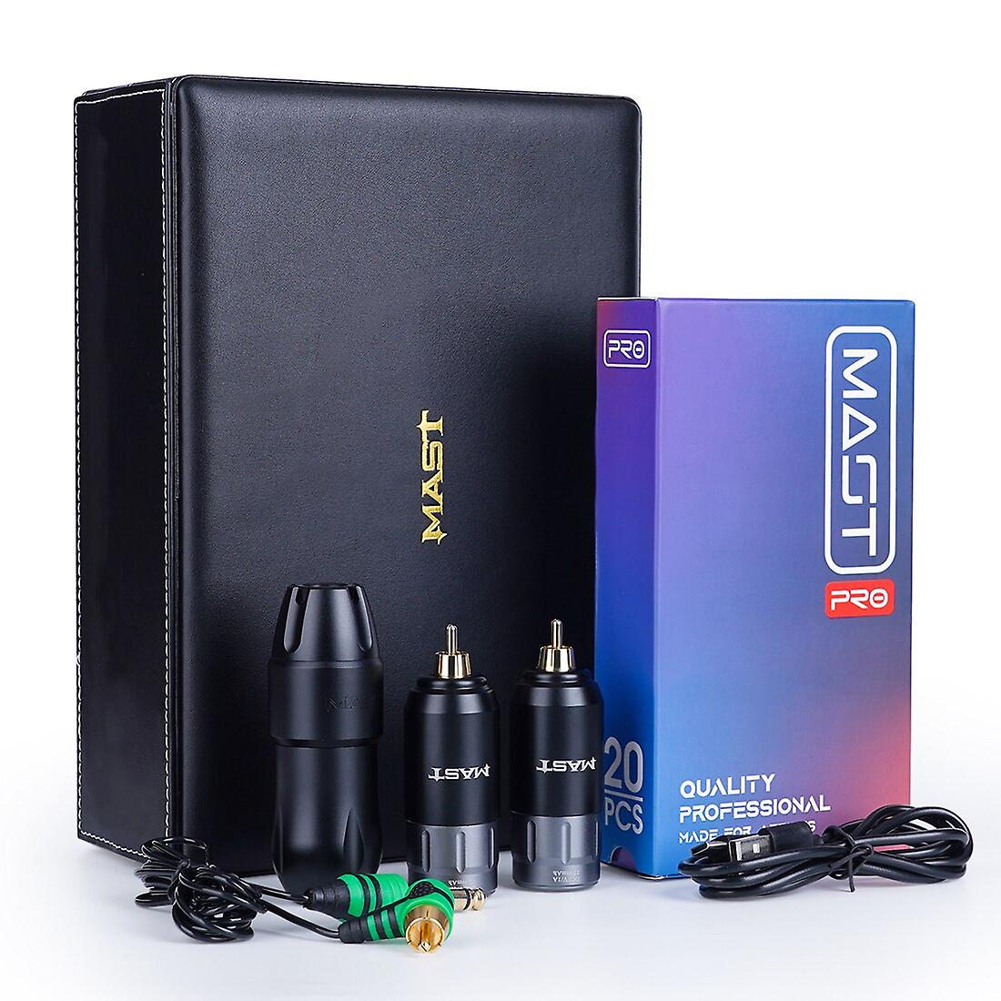 Mast Tour Pro Coreless Motor Permanent Tattoo Rotary Pen Wireless Machine Kit With Two Batteries Mast Pro Needles Cartridge Set