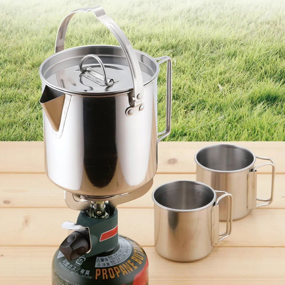 Camp 430 Stainless Steel Outdoor Picnic Cooker Camping Kettle Tea Pot Coffee Pot