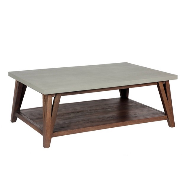 Brookside Coffee Table Concrete Coated Top And Wood Light Alaterre Furniture