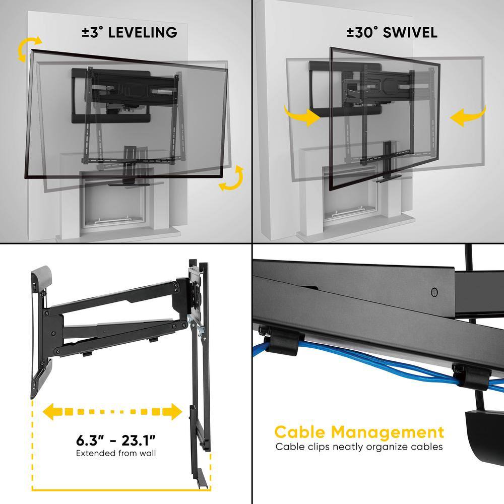 Atlantic Full Motion Spring Assist Fireplace Mount for 43 in. to 70 in. 63607420