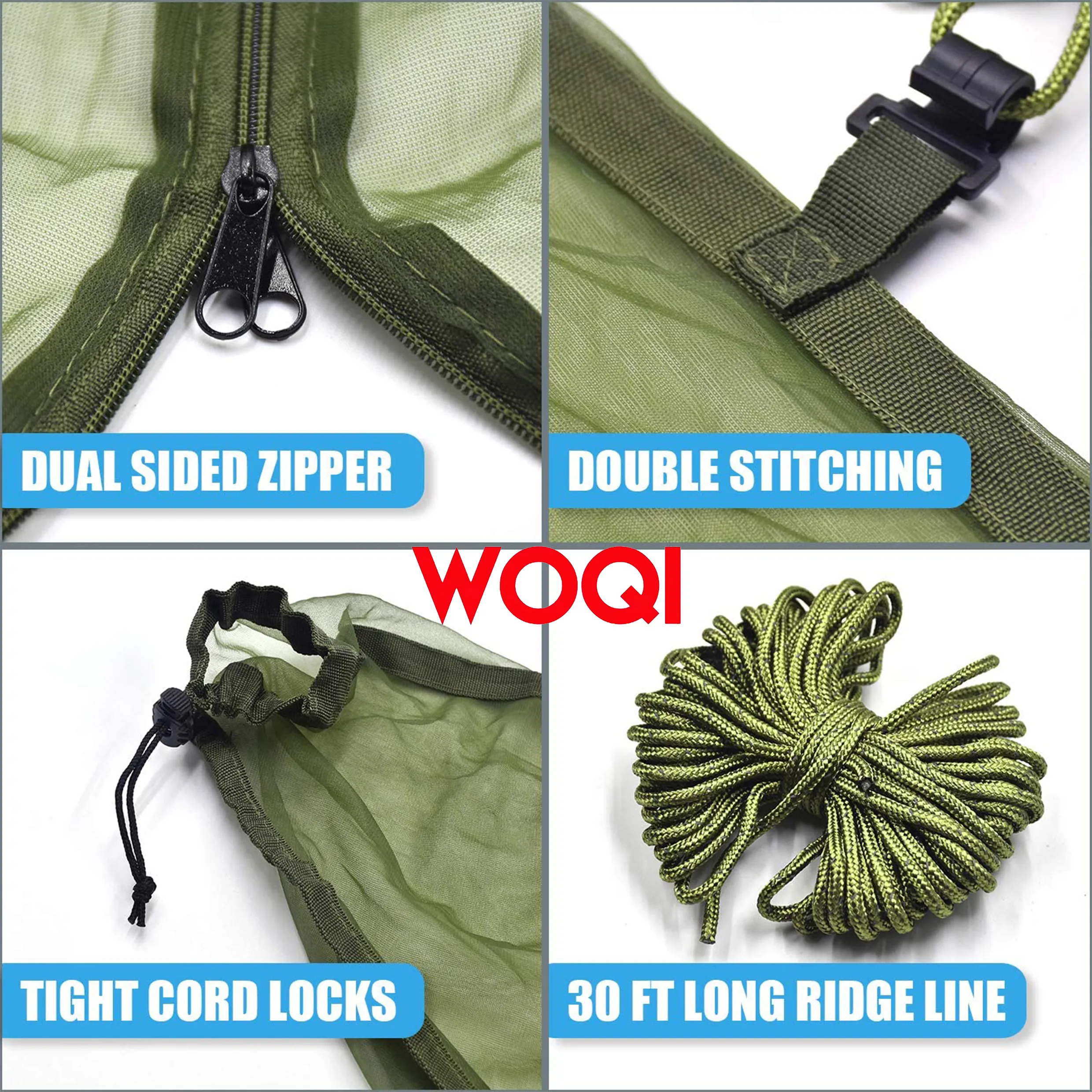 Woqi Portable Camping Hammock Bug Mosquito Net Perfect Mesh Netting for outdoor camping