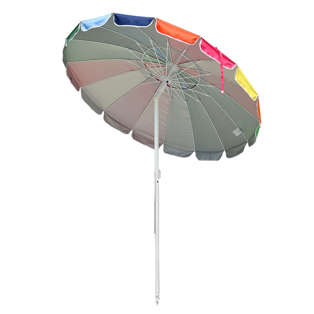 Yescom Rainbow Beach Umbrella Tilt 7 ft 16-rib w/ Anchor