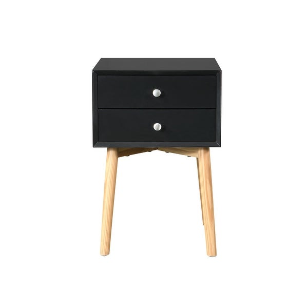 Mid-Century Modern Side Table Nightstand with 2 Drawers