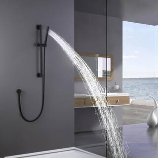 Hlihome 1-Spray Multifunction Slide Bar with Hand Shower in Matte Black RBDK-0887-MB