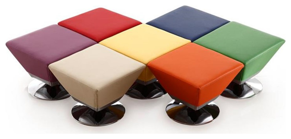 Manhattan Comfort Diamond Faux Leather Swivel Ottoman in Multi Color (Set of 7)   Contemporary   Footstools And Ottomans   by Homesquare  Houzz