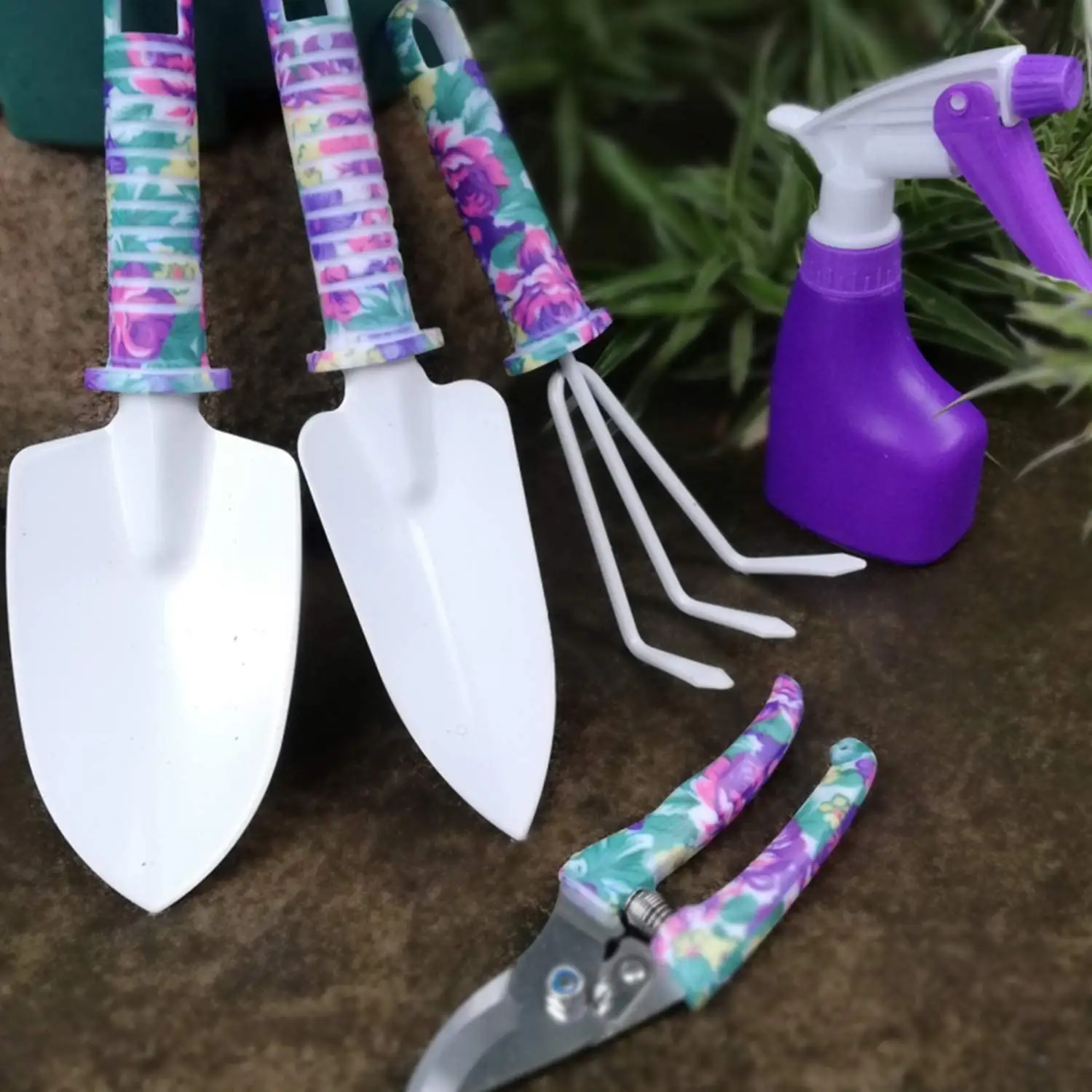 Wholesales Portable Gardening Tool Set with Plastic Tool Storage Box Purple 10 Pieces Garden Hand Tools Cutting Branches Gifts