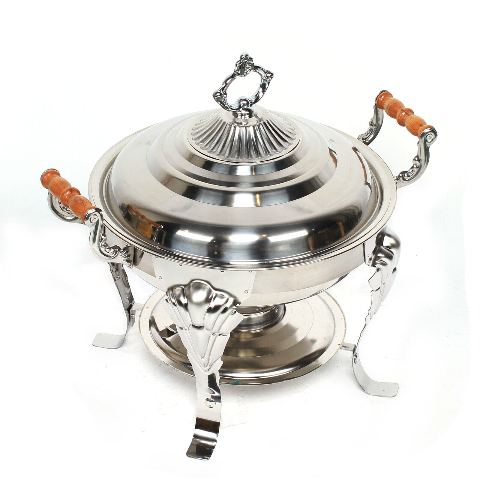 Oukaning Chafing Dish Stainless Steel Buffet Catering Tray Chafer Food Warmer Container Silver Rotate 30cm