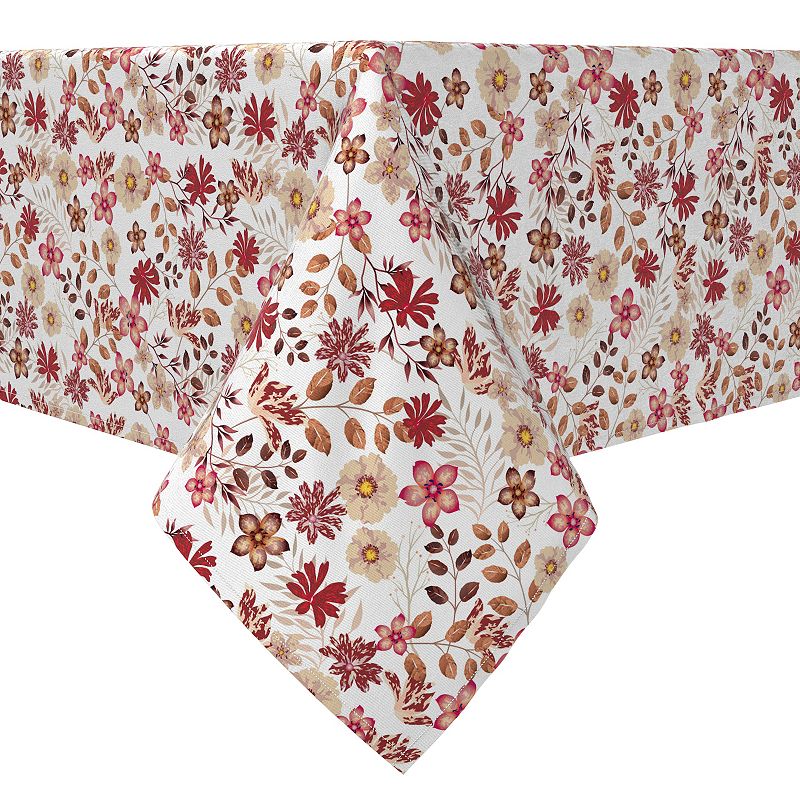 Rectangular Tablecloth， 100% Cotton， 60x84， Burgundy Fall Floral