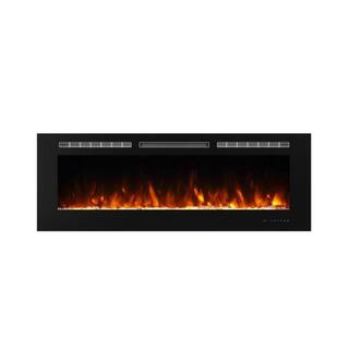 Boyel Living Black 60 in. 400 Sq. Ft. Recessed and Wall Mounted Electric Fireplace with Logs and Crystals VL-EF60