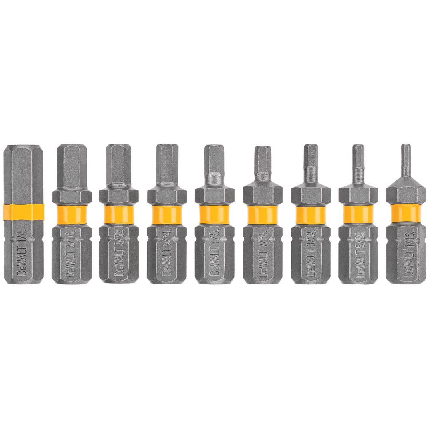 DW Max Fit Hex 1 in. L Screwdriver Bit Set Steel 9 pk