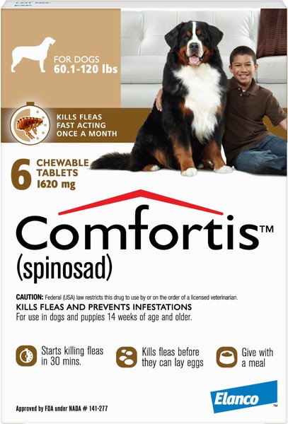 Comfortis Chewable Tablet for Dogs， 60.1-120 lbs， (Brown Box)