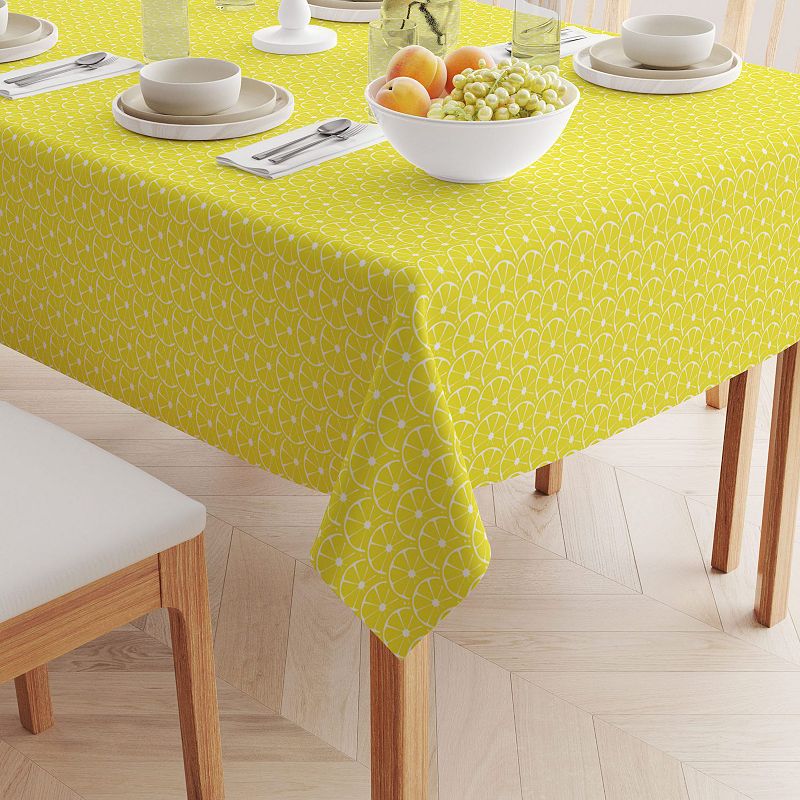 Square Tablecloth， 100% Polyester， 54x54， Allover Lemon Slices