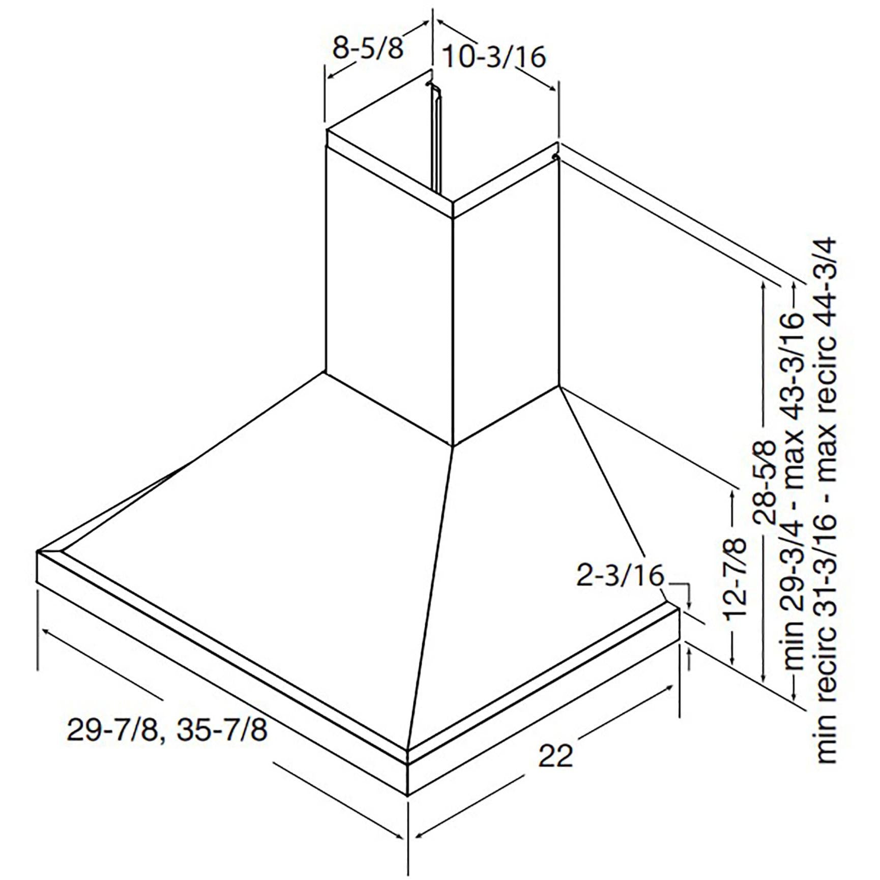 Best 36-inch WCP1 Series Wall Chimney Hood WCP1366SS