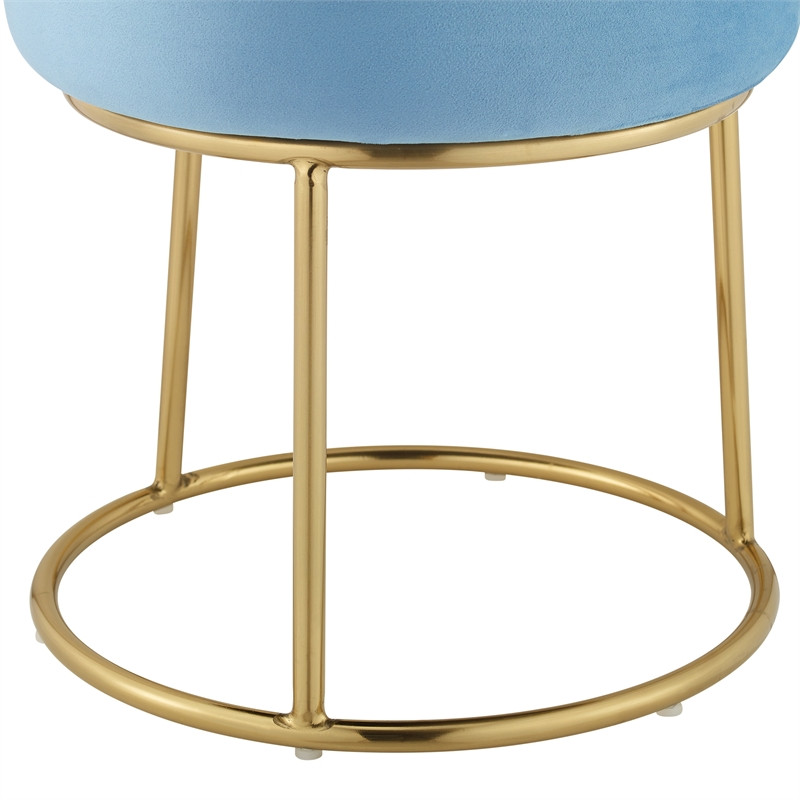 Riverbay Furniture Metal Accent Vanity Stool in Light Blue   Contemporary   Vanity Stools And Benches   by Homesquare  Houzz