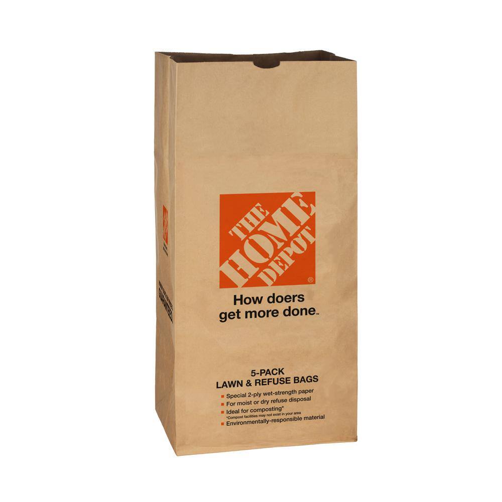 The Home Depot 30 Gal. Paper Lawn and Leaf Bags - 5 Pack HDLL1635