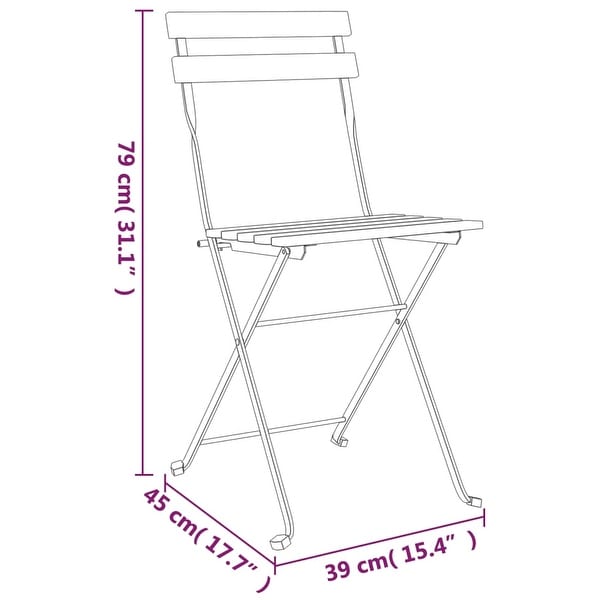 vidaXL 3 Piece Folding Bistro Set Solid Wood Teak and Steel