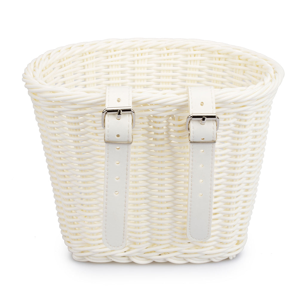 Browns Bicycle Front Basket Handwoven Kid Adult Bike Handlebar Carrier Bag (White)