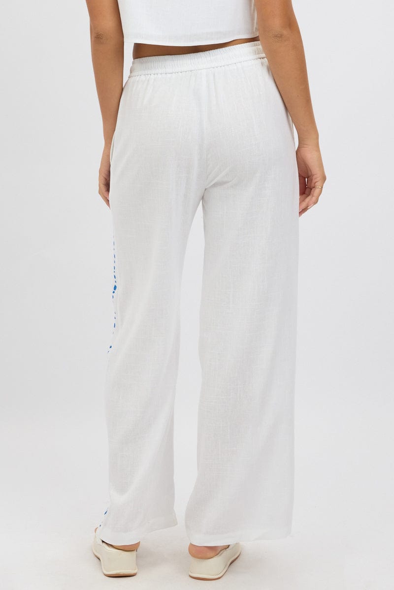 White Wide Leg Pants Elasticated Waist