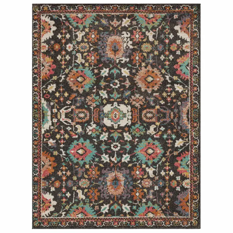 Whimsey 5 x 8 Martin Black Multicolor Area Rug