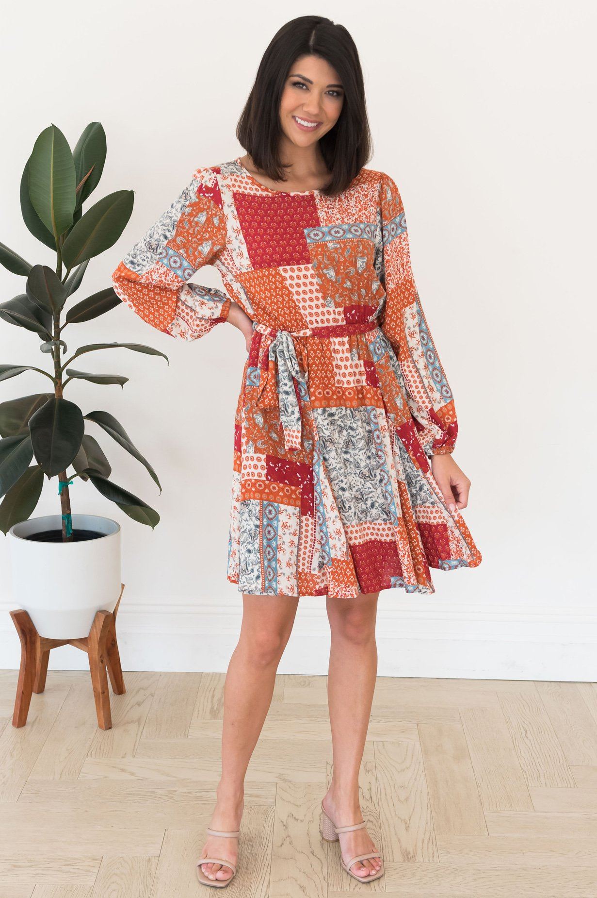 The Paislee Patchwork Modest Dress