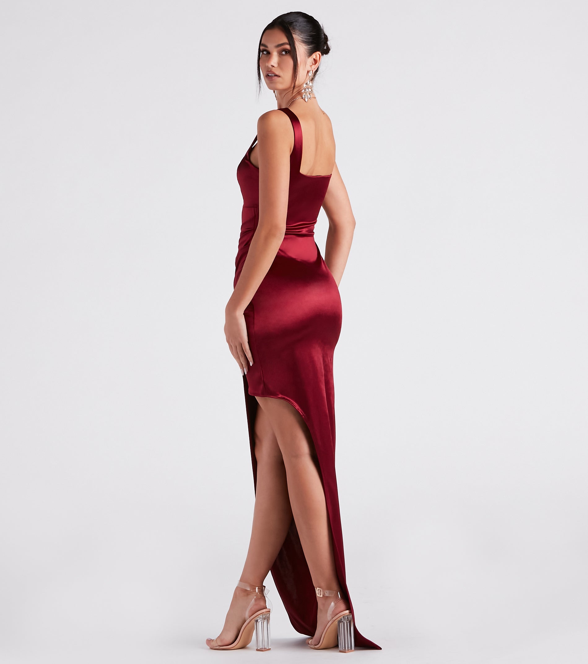 Callie High Slit Satin Formal Dress