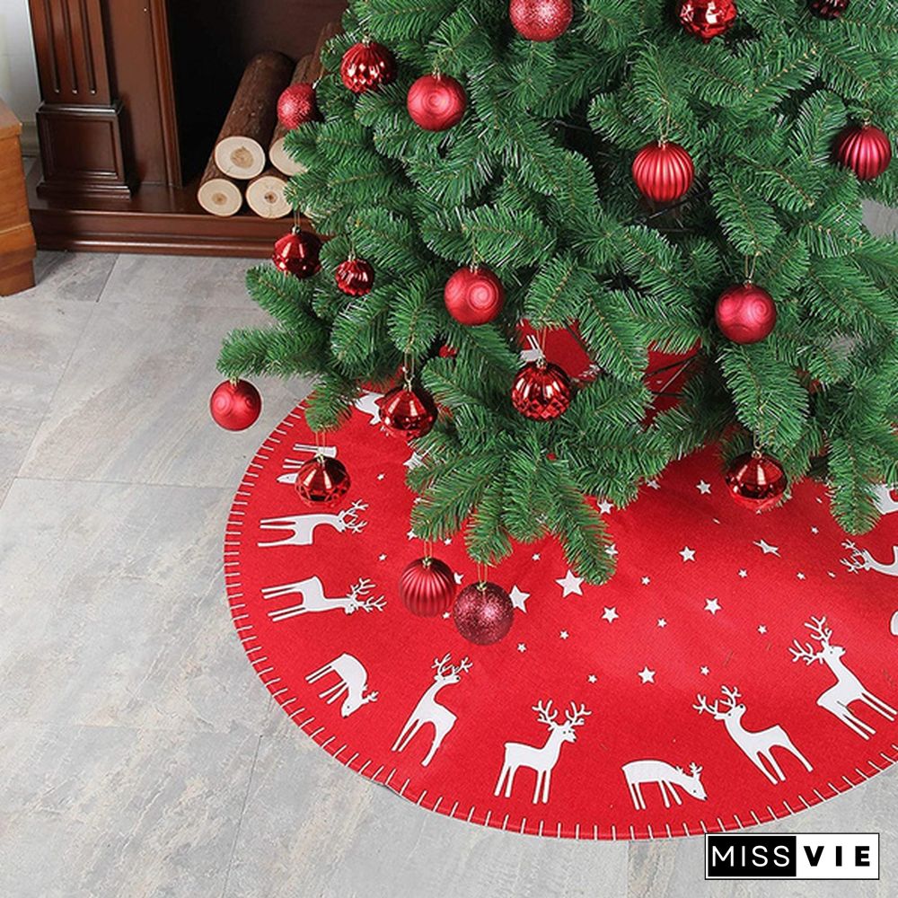 Christmas Decorations Burlap Printing Elk Christmas Tree Skirt Decoration Props Holiday Decoration Accessories