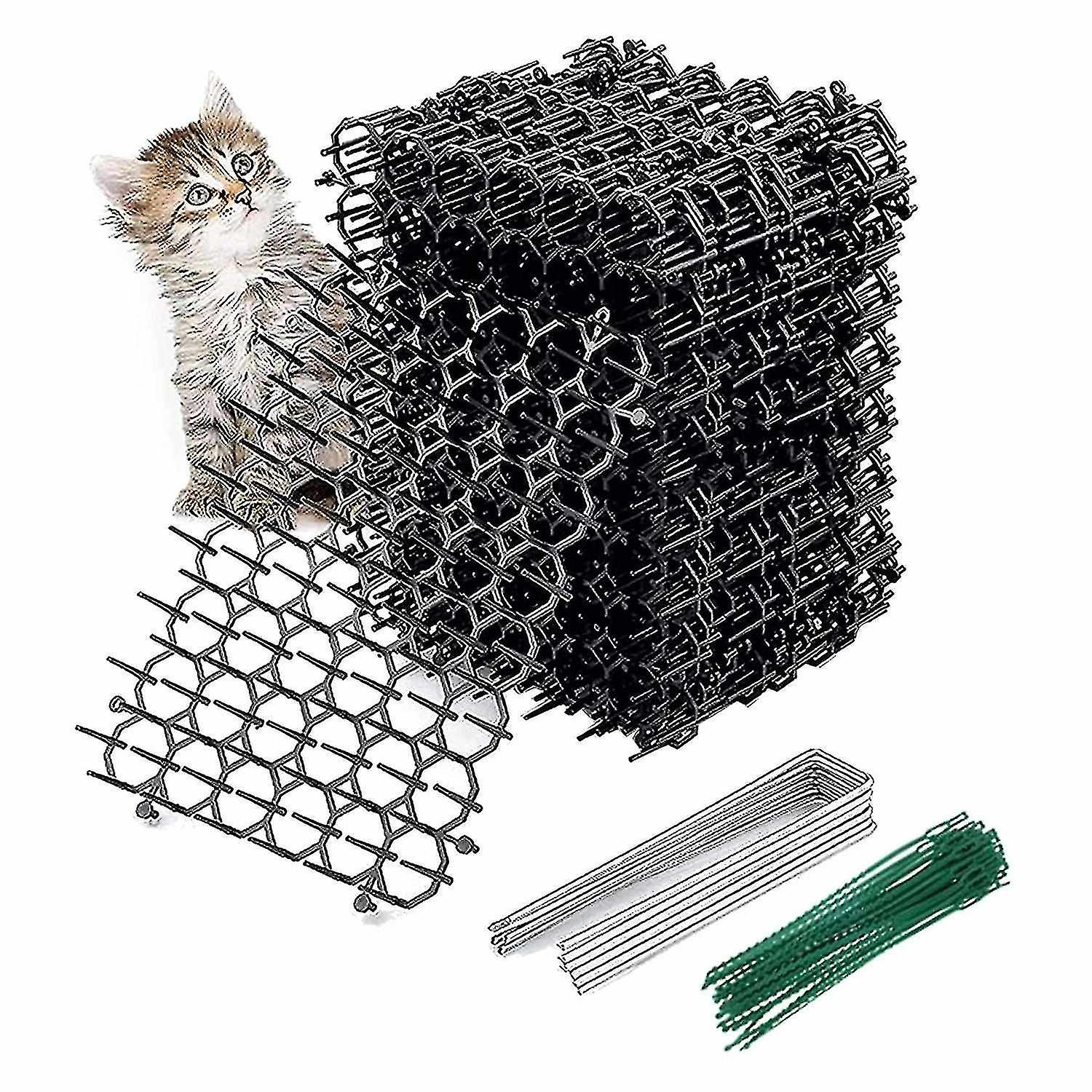 12pcs Cat Scat Mat With Spikes，at Animal Spikes Repellent，garden Prickle Strip Dig Stopper Cat Dete