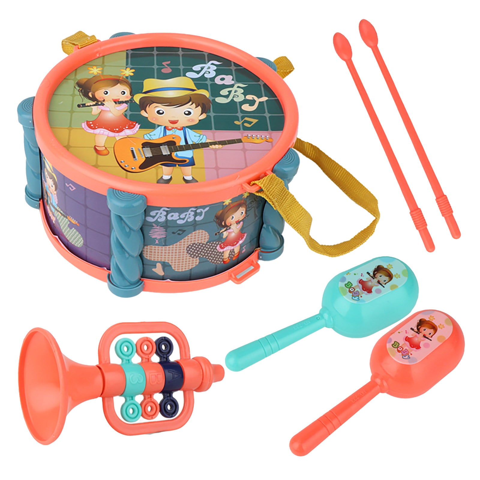 Children Drum Toys Toddler Musical Instruments Shakers Percussion Tambourine Set