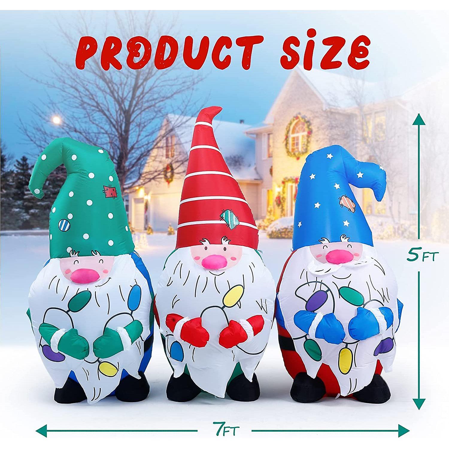 Christmas Inflatables Outdoor， Christmas Gnomes Blow Up Yard Decorations With Built-in Led Lights， Extra Large Gnome Inflatable Yard Light-up Decor Fo