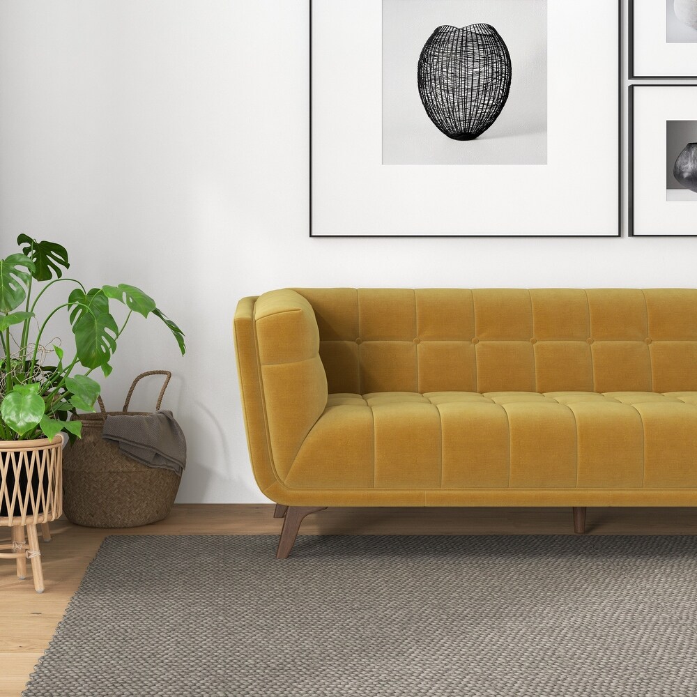 Kameron Mid Century Modern Style Channel Tufted Sofa Couch for Living Room