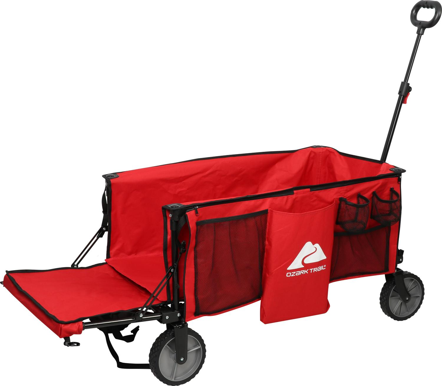 Ozark Trail Camping Utility Wagon with Tailgate and Extension Handle Red  Crowdfused