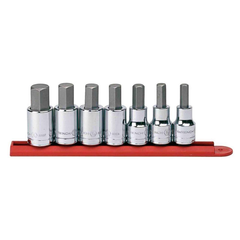 GEARWRENCH 12 in. Drive SAE Hex Bit Socket Set (7-Piece) 80721