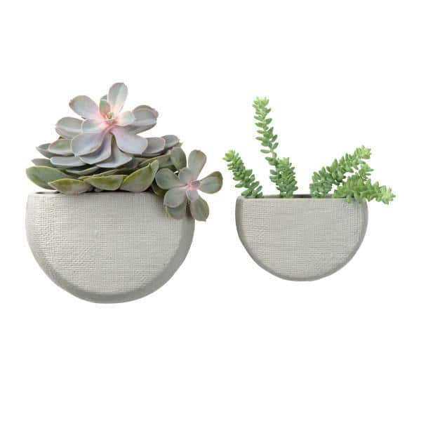 Storied Home 7.5 in. x 4 in. Stoneware Wall Mounted Wall Planter in Grey EC0592