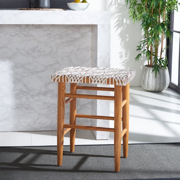 SAFAVIEH Kaleo Woven Leather Counter Stool - 19