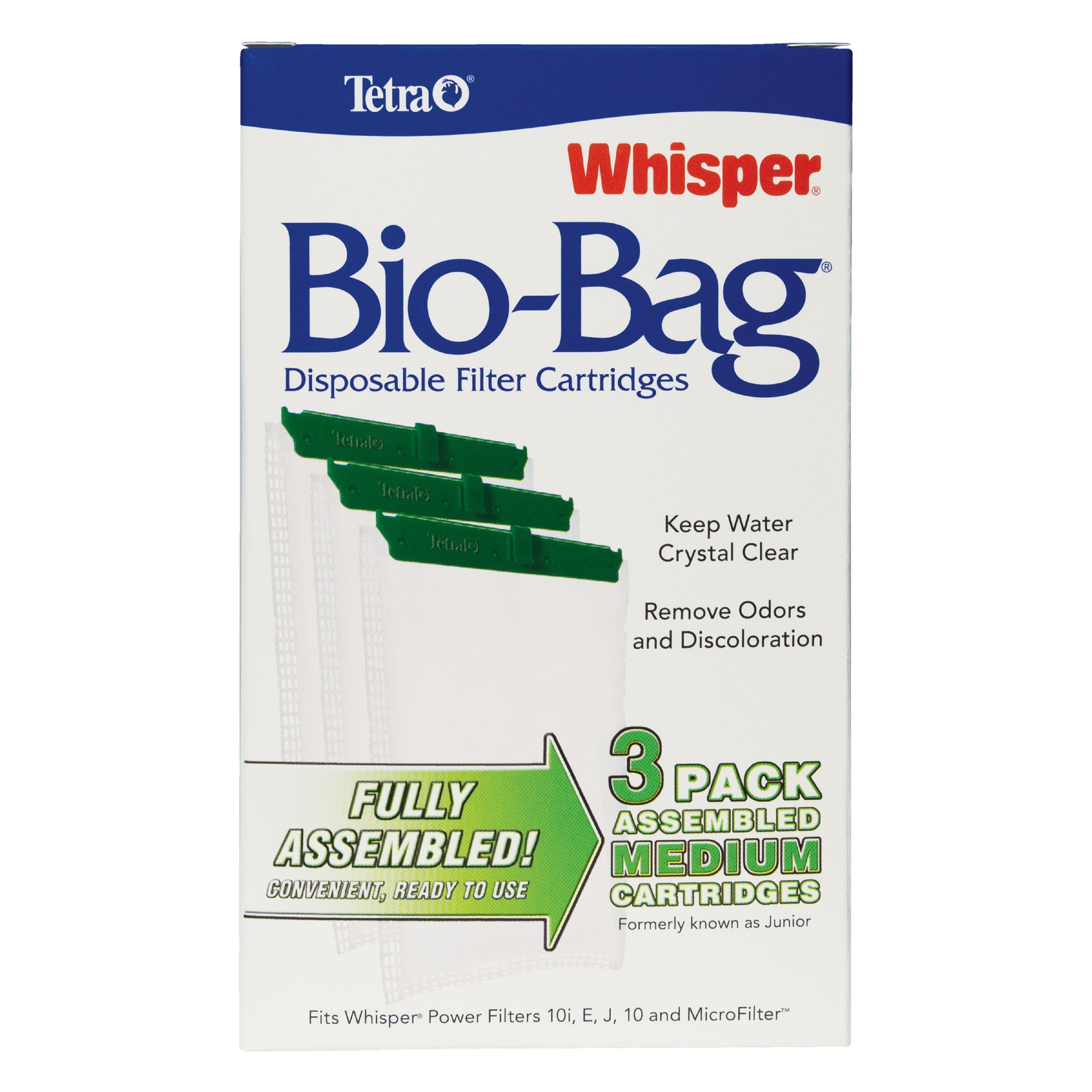 Tetra Whisper Bio-Bag Disposable Filter Cartridges 3 Count， for Aquariums， Medium