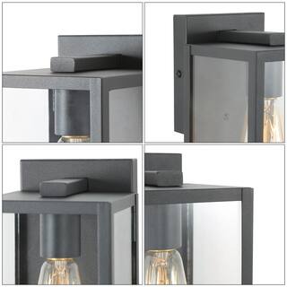 LNC Modern Black Outdoor Sconce with Clear Glass Shade 1-Light Minimalist Exterior Wall Lantern for Deck Patio Porch Pathway 6FIAAFHD14246S7