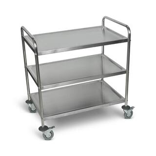 Luxor 33 in. x 21 in. 3-Shelf Stainless Steel Cart in Silver ST-3