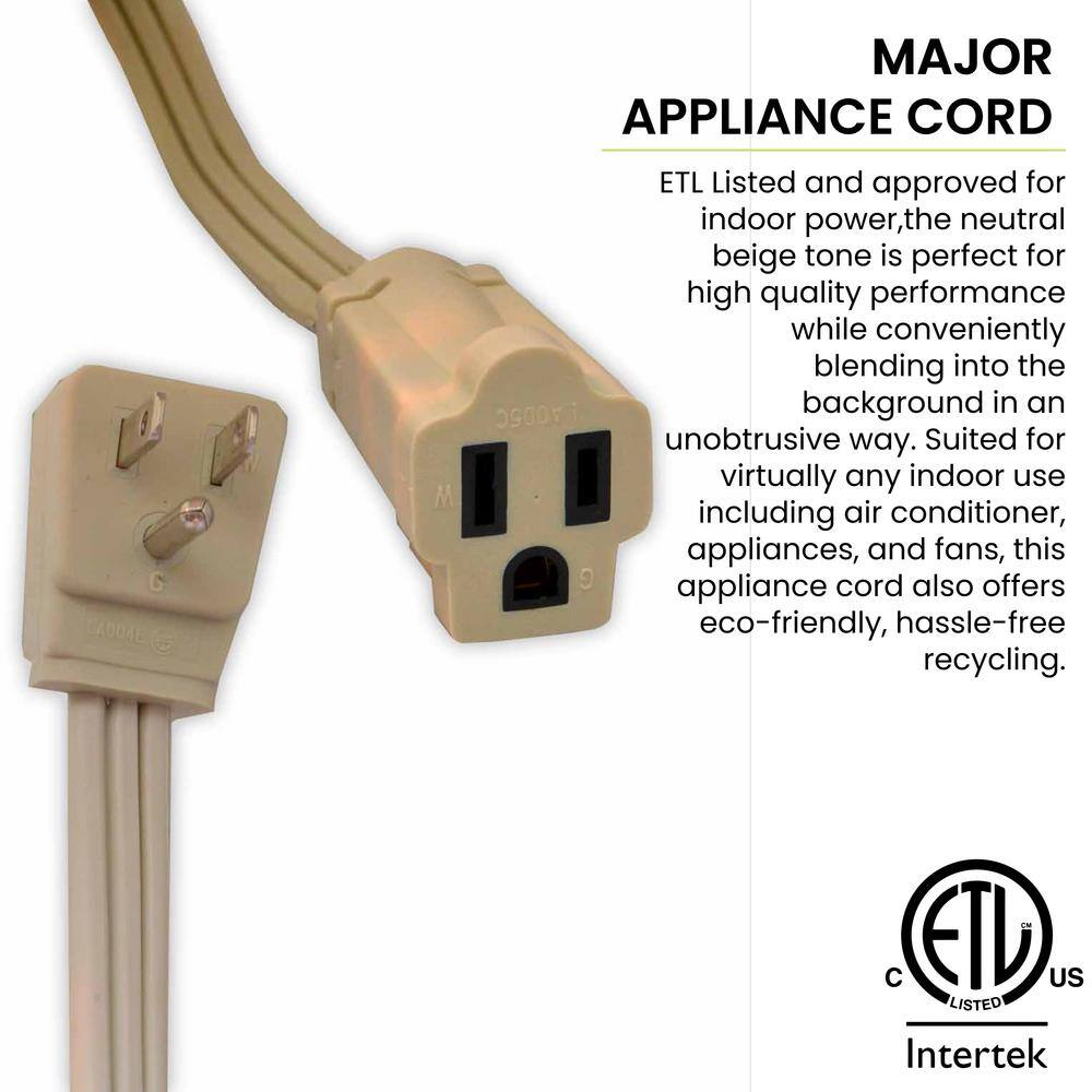 GoGreen Power 3 ft. 143 SPT AC Extension Cord - Beige GG-25603