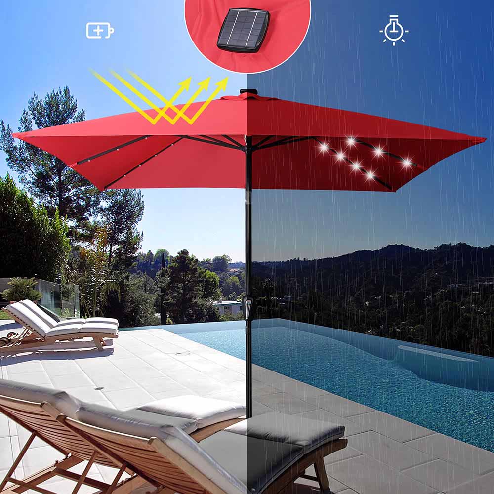 Yescom Prelit Patio Umbrella with Lights Square 9' 8-Rib