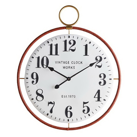 47th   Main CMR919 Faux Leather Rim Wall Clock