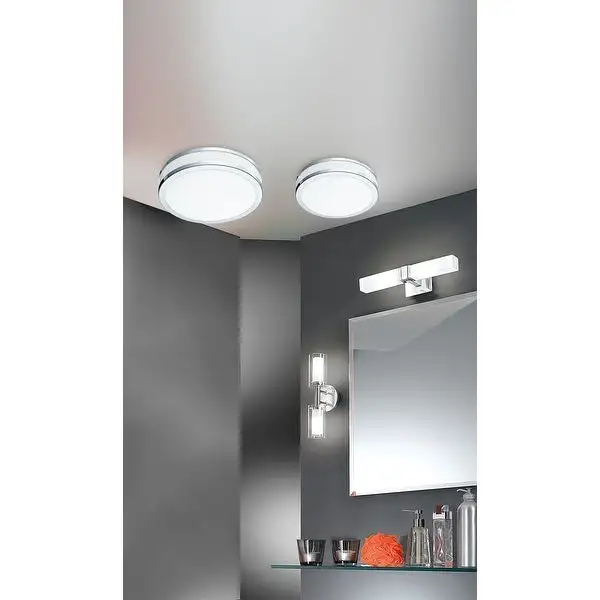 Eglo Palermo 2-light Chrome Vanity Light with Frosted Clear Glass