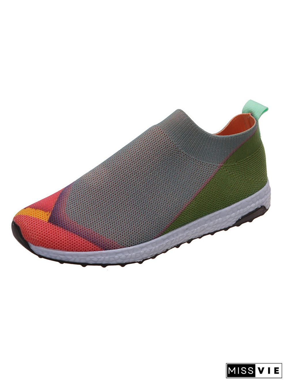 Thick Sole Color Blocking Fly Woven Mesh Slip-On Sneakers Lazy Casual Shoes